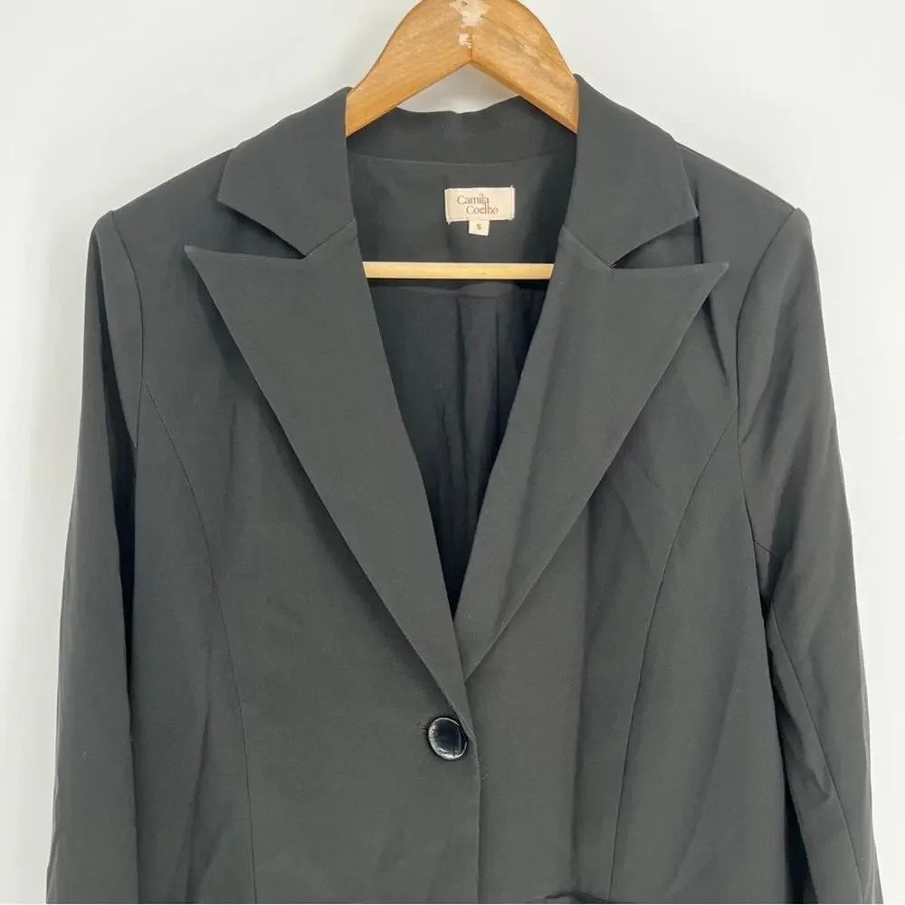 Camila Coelho Brenna One Button Blazer jacket black - S - Picture 4 of 12